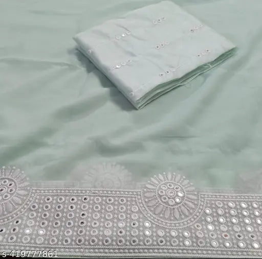 Silver sequin embellished saree pallu with intricate embroidery