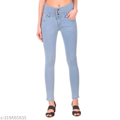 Light blue denim women's skinny jeans