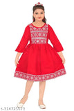 Rayon embroidered kurti for girls, solid pattern in three-quarter sleeves, 7-11 years, Indian fashion