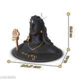 Black resin Adiyogi Shiv Shankar figurine with golden accents, Indian god idol for home decoration