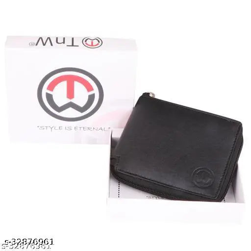 Black PU leather women's wallet, compact design with 3 card slots, 2 secret compartments, coin pocket, and 2 currency compartments. Made in India