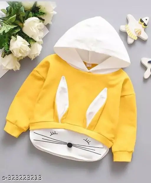 Ameeha Kids solid yellow wool hoodies for kids, winter wear in various sizes
