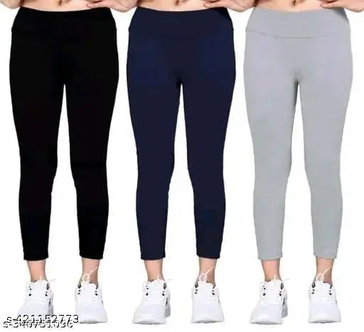Cotton blend solid jeggings combo pack of 3 for women, Made in India