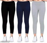 Cotton blend solid jeggings combo pack of 3 for women, Made in India