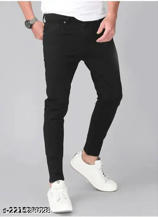 Men's black denim jeans, high-quality and stretchable CSURGO - perfect fit for any occasion (India)