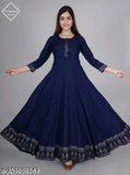 Rayon three-quarter sleeve solid kurti, latest Indian fashion wear