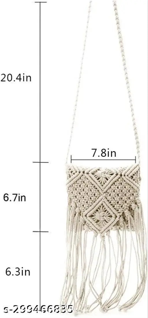 Handwoven cotton parah shoulder bag with crochet tassels, bohemian style for women