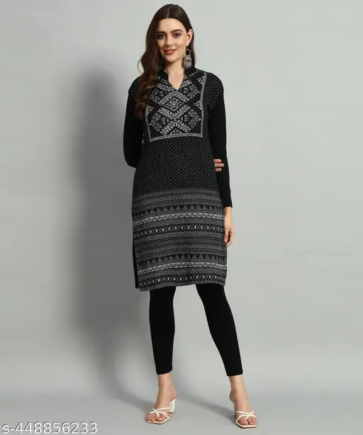Black wool women's kurta