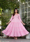 Rayon long length Anarkali kameez, mirror sequin embroidery