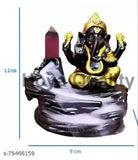 Handcrafted orange and gold resin Buddha figurine with backflow smoke showpiece, India-origin home decor gift with free 20 smoke backflow cones