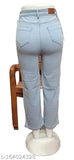 Sky blue denim straight leg women's jeans