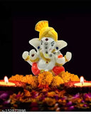 Handcrafted wooden Ganesha idol with temple for home or car decor, Indian art piece
