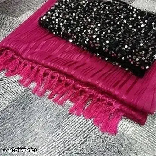 Black lace fringe scarf with tassel ends