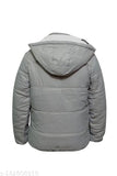 Grey padded boys winter jacket with hood