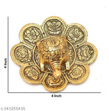 SYNU metal feng shui tortoise on plate showpiece, aluminum gold decorative good luck symbol for home, 4.5 x 1.5 x 4.5 inch, symbolizes longevity and strength, country of origin: India