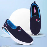 Black shoes with blue floral embroidery