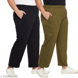 Plus size women's cotton track pants, navy blue with white stripe, elastic waistband and long legs, perfect lounge wear set