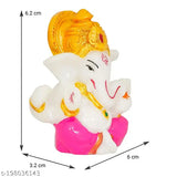 Pink polyresin Lord Ganesha idol showpiece sculpture, Indian religious figurine for car dashboard accessories