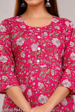 Red cotton ethnic kameez embroidered with butterflies
