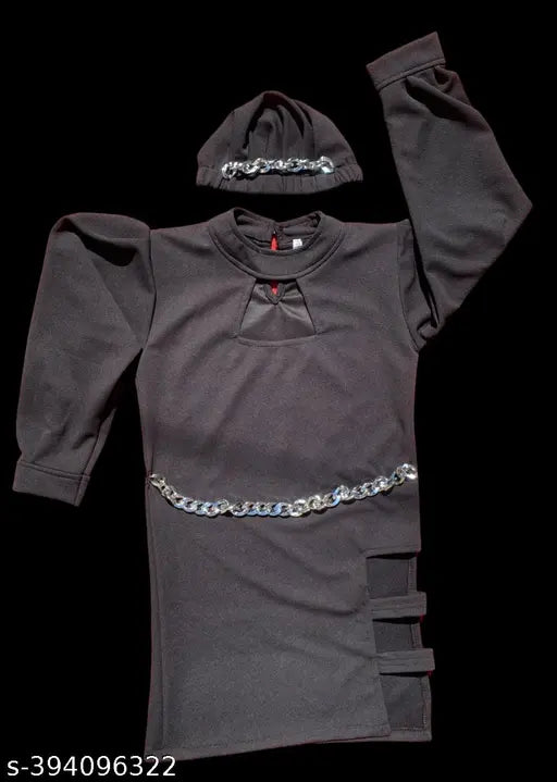 Black sequin dress with short sleeves and zip closure