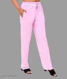 Pink cotton track pants for women