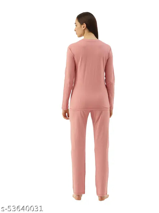 Ladies night long sleeves pink pajamas
