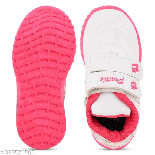 Pink velcro casual sports shoes for little kids