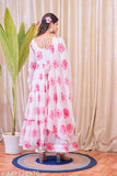 Vibrant, colorful floral digital print Georgette Anarkali gown (9m flair), ready-to-wear for festivals & special occasions