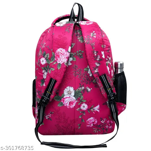 Polyester net, waterproof Casual Pink bag for women's school & college use. Durable laptop backpack with padded compartments and shoulder straps