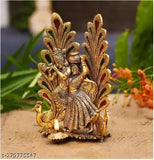 Metal Krishna-Radha Idol Statue, intricately crafted Hindu showpiece (10cm x 10cm x 10cm), perfect for home decor & spiritual spaces. Indian handicraft, celebrating the timeless love story of Radha and Krishna