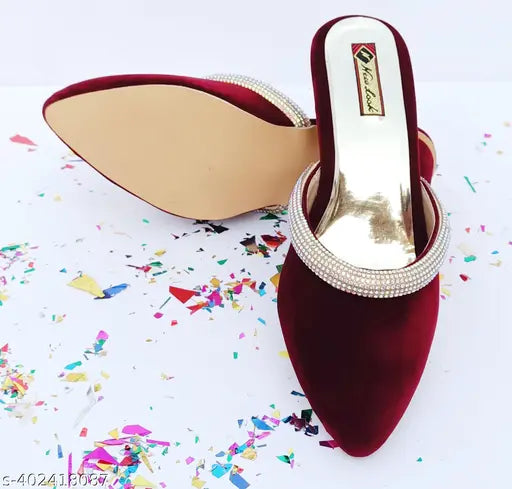 PU embellished ballerinas, open back, elevate style, high-quality heel footwear from India