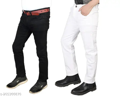 Solid denim men's jeans pack of 2, fashionable and durable, size options 28, 30, 32, 34, 36 (India)