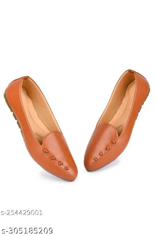 Brown PU slip-on ballerinas for women (Bellies) - MAHI & LOOKS stylish Indian fashion