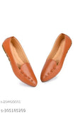 Brown PU slip-on ballerinas for women (Bellies) - MAHI & LOOKS stylish Indian fashion