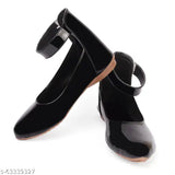 Stylish black bellies for kids ages 4 to 9, colorblocked synthetic soles with ankle loops, Indian origin