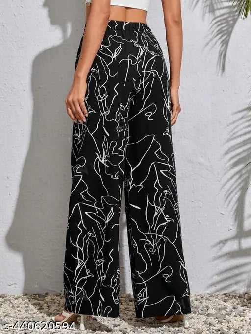 Womens bell bottom pants, black, solid design