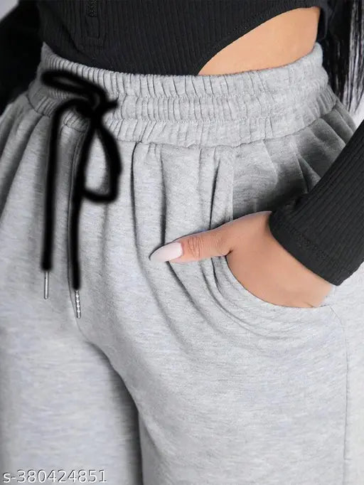 Grey cotton abstract joggers women's