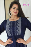 Women's rayon printed naira cut kurti, three-quarter sleeves, India origin