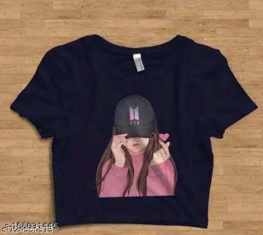 Cotton blend crop top with printed net pattern, S2S CROP CAPGIRL