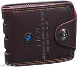 Solid faux leather BMW wallet, 2 compartments, free size (10cm x 5cm), made in India