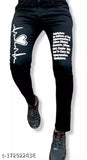 Latest small heart-print men's denim jeans, black solid-colored option with slim fit, sizes: 28", 30", 32" (India origin)