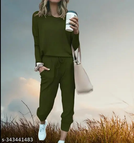 Women's premium cotton French Terry nightwear pyjama set, versatile for active style and cozy relaxation