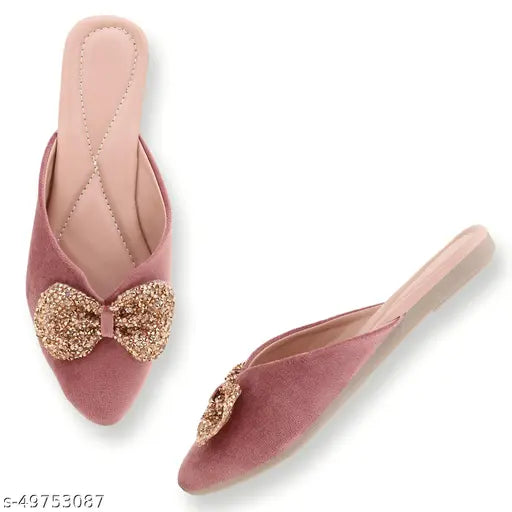 Velvet open-back Colorful Women Bellies Ballerinas from CHINUCHIRAG for special occasions