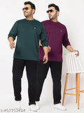 Indian-made plus size solid round neck cotton t-shirts for men, long sleeves, L, XL, XXL - perfect for college, work, sports, or travel