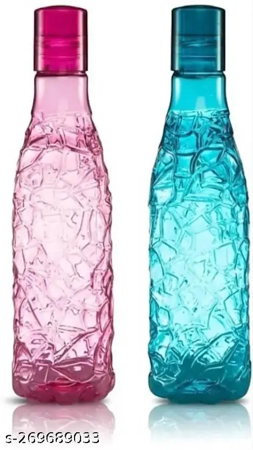 3 Pieces Unbreakable Plastic 1 liter Mosaic FridgeWater Bottle With Cap Water bottle for Fridge, Gym, Yoga, Restaurant, Kitchen, Home, Office, Sports, School and Travelling