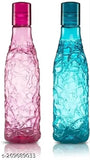 3 Pieces Unbreakable Plastic 1 liter Mosaic FridgeWater Bottle With Cap Water bottle for Fridge, Gym, Yoga, Restaurant, Kitchen, Home, Office, Sports, School and Travelling