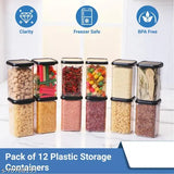 Airtight Plastic Square Containers for Kitchen Storage 1100ml Pack of 12