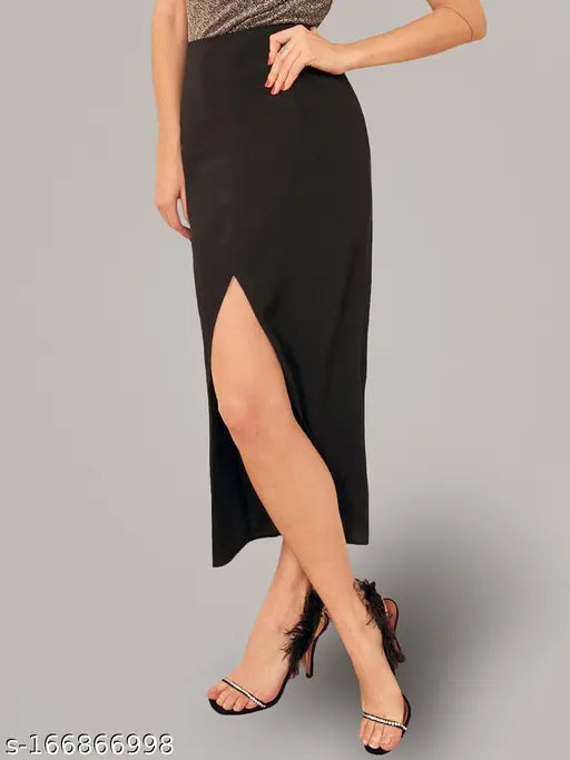 Trendy black pencil skirt, stylish women's formal wear