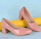 Shine belly flat pink shoes, knee-high heels, women's formal footwear