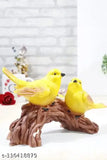 Handcrafted resin sparrow pair sitting on tree branch figurine, Indian-made home decor showpiece (22 CM)
